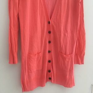 Cynthia Rowley Sweaters - Deep V Button Tunic Cardigan L Sleeve Peach Coral Cynthia Rowley Sweaters - Deep V Button Tunic Cardigan L Sleeve Peach Coral